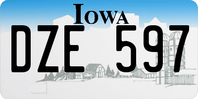 IA license plate DZE597