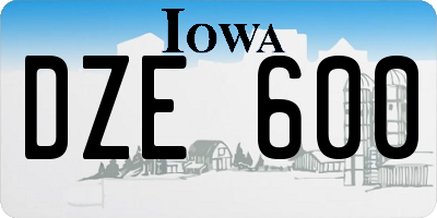 IA license plate DZE600