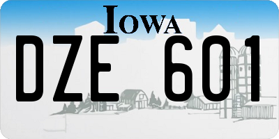 IA license plate DZE601