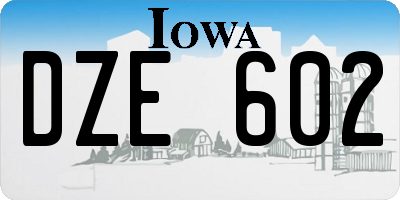 IA license plate DZE602