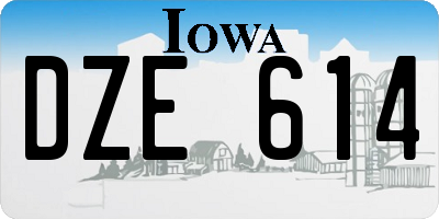 IA license plate DZE614