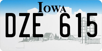 IA license plate DZE615