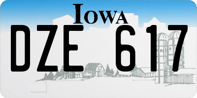 IA license plate DZE617