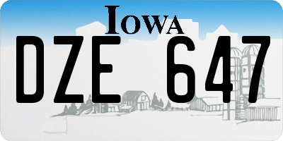 IA license plate DZE647