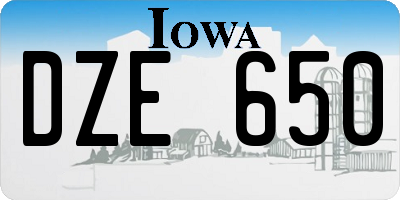 IA license plate DZE650