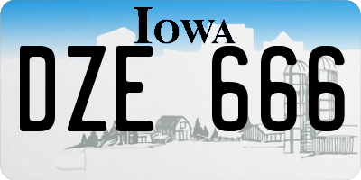 IA license plate DZE666