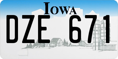 IA license plate DZE671