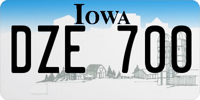 IA license plate DZE700