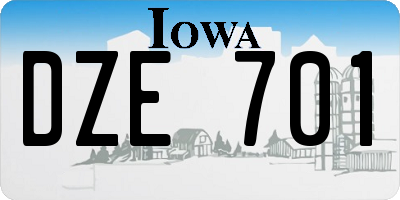 IA license plate DZE701
