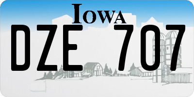 IA license plate DZE707