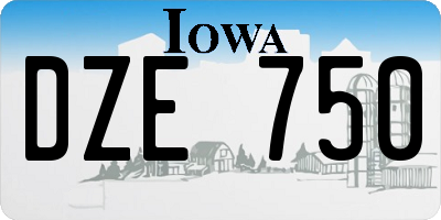 IA license plate DZE750