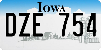 IA license plate DZE754