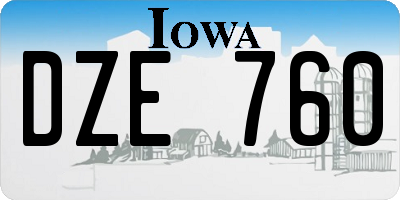 IA license plate DZE760