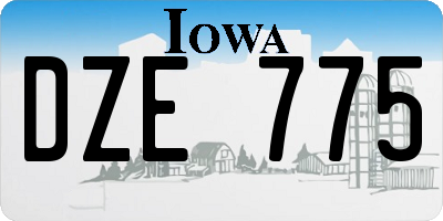 IA license plate DZE775