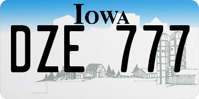 IA license plate DZE777