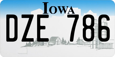 IA license plate DZE786