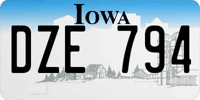 IA license plate DZE794