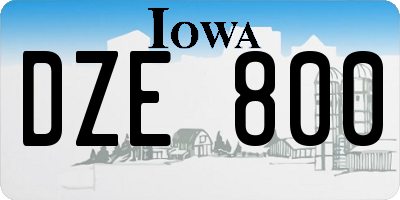 IA license plate DZE800