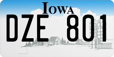 IA license plate DZE801