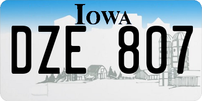 IA license plate DZE807