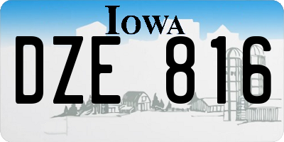 IA license plate DZE816