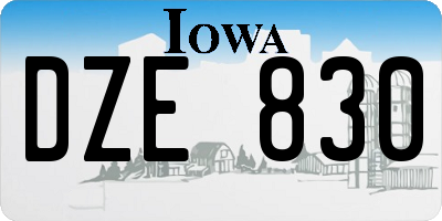 IA license plate DZE830