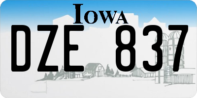 IA license plate DZE837