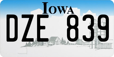 IA license plate DZE839