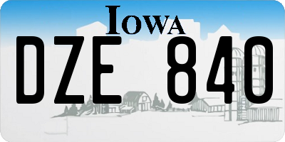 IA license plate DZE840