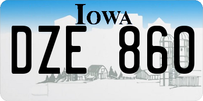 IA license plate DZE860