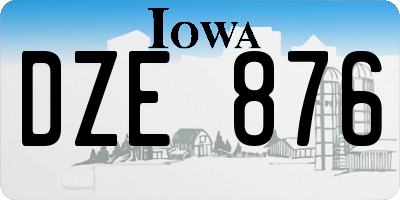 IA license plate DZE876