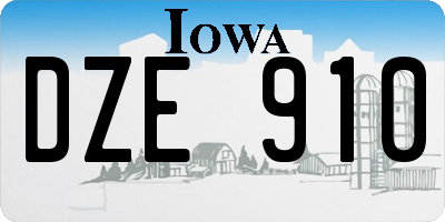 IA license plate DZE910