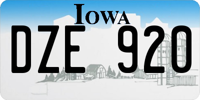 IA license plate DZE920