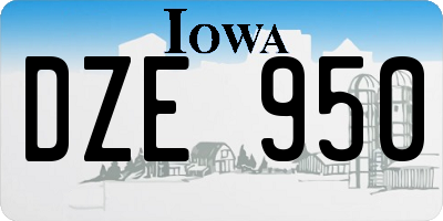 IA license plate DZE950