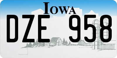 IA license plate DZE958