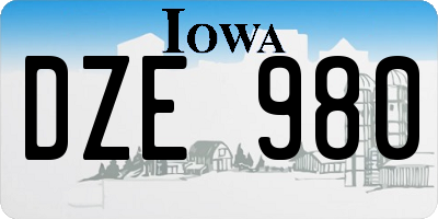 IA license plate DZE980