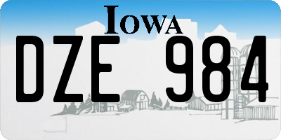 IA license plate DZE984