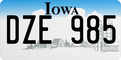 IA license plate DZE985