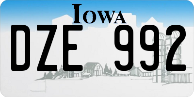 IA license plate DZE992