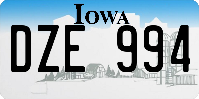 IA license plate DZE994