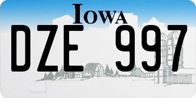 IA license plate DZE997