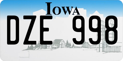 IA license plate DZE998