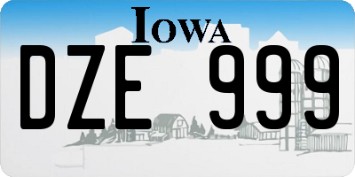 IA license plate DZE999