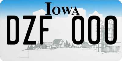 IA license plate DZF000