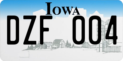 IA license plate DZF004