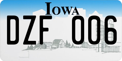 IA license plate DZF006