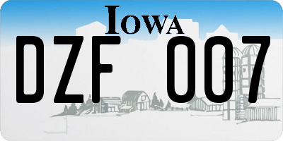 IA license plate DZF007