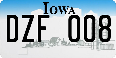 IA license plate DZF008