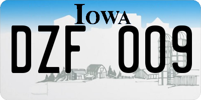 IA license plate DZF009