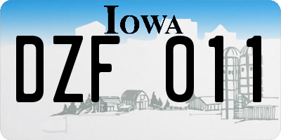 IA license plate DZF011